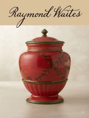 Certified International Raymond Waites Red Green Lidded Cookie Jar Urn 11"